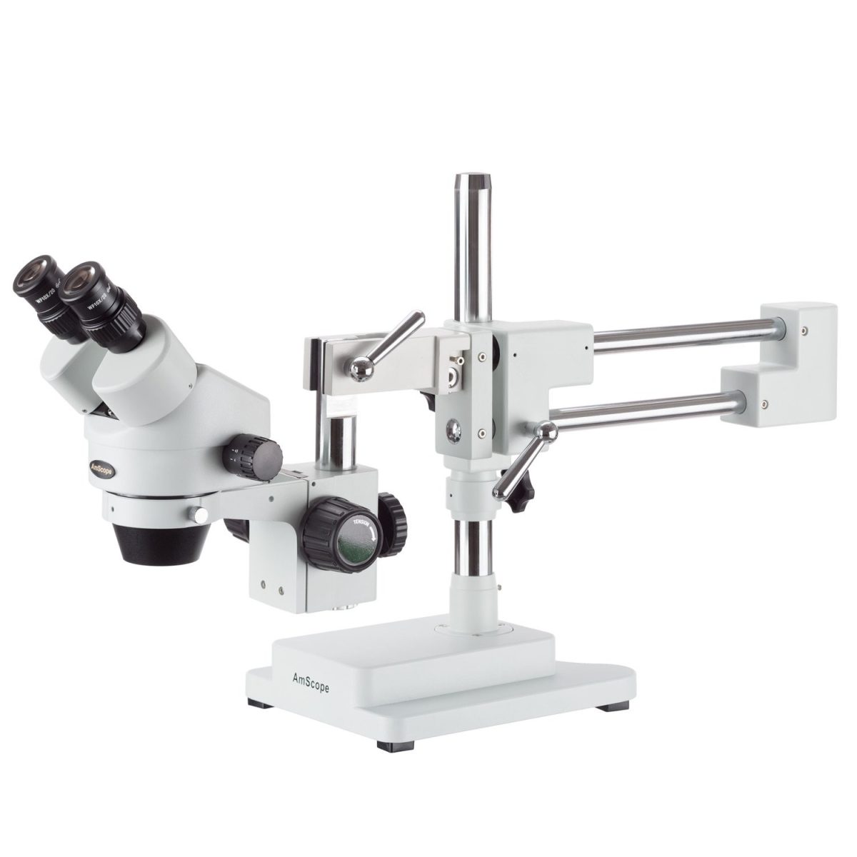 Amscope SM-4B 7X-45X Binocular Stereo Zoom Microscope with Double Arm Boom Stand Amscope SM-4B 7X-45X Binocular Stereo Zoom Microscope with Double Arm Boom Stand