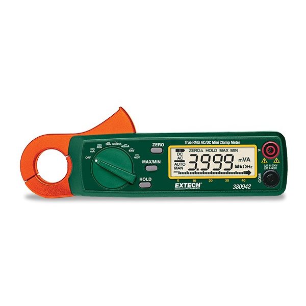 Extech 380947 Pinza amperimétrica miniatura de CA/CC con RMS verdadero