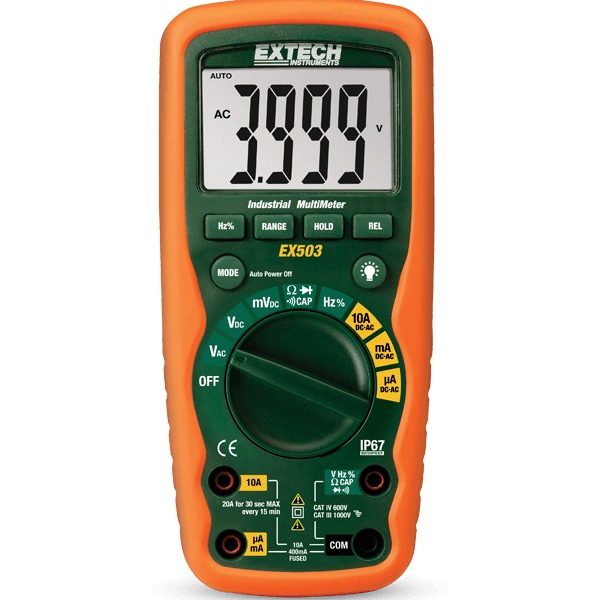 Extech EX505 Multímetro industrial de RMS verdadero de uso intensivo de 11 funciones