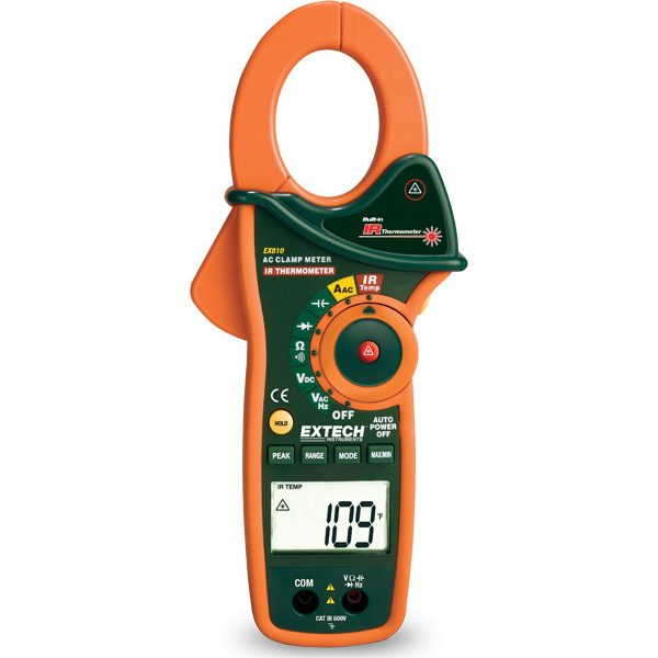 Extech EX810 Pinza amperimétrica de CA/CC de 1000 A con termómetro IR