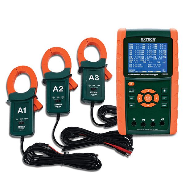 Extech PQ3450-12 Kit de analizador de potencia y registro de datos de 1,200 A
