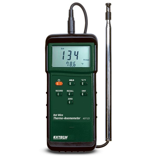Extech 407123 Termoanemómetro de hilo caliente de uso intensivo