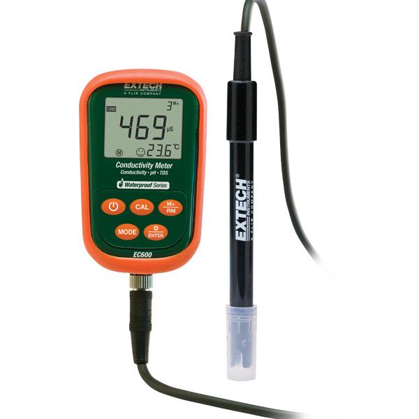 Extech EC600 Medidor a prueba de agua para pH/mV/conductividad/TDS/salinidad/temperatura