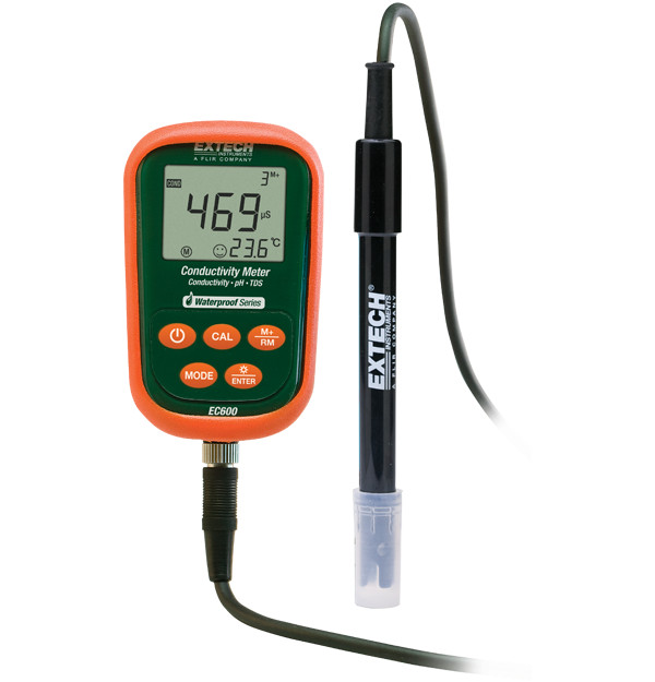 Extech EC600 Medidor a prueba de agua para pH/mV/conductividad/TDS/salinidad/temperatura