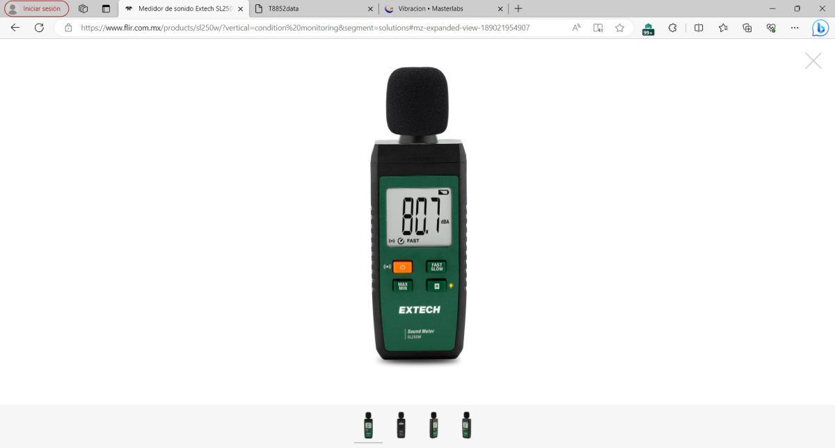 Extech SL250W Medidor de sonido con conectividad a la aplicación ExView® Extech SL250W Medidor de sonido con conectividad a la aplicación ExView®