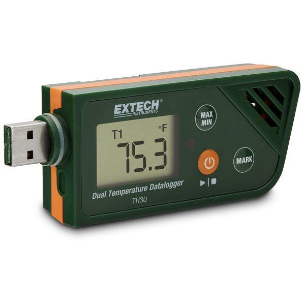 Extech TH30 Registrador de datos de temperatura dual con USB