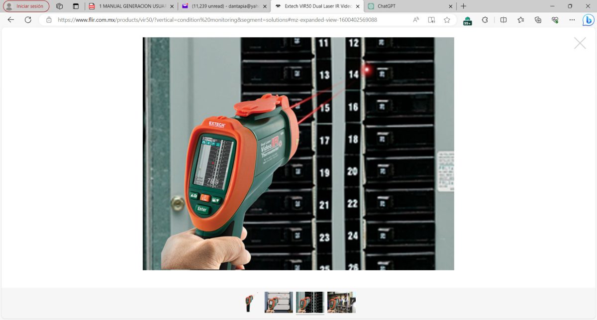 Extech VIR50 Termómetro de video IR de doble láser - Image 4