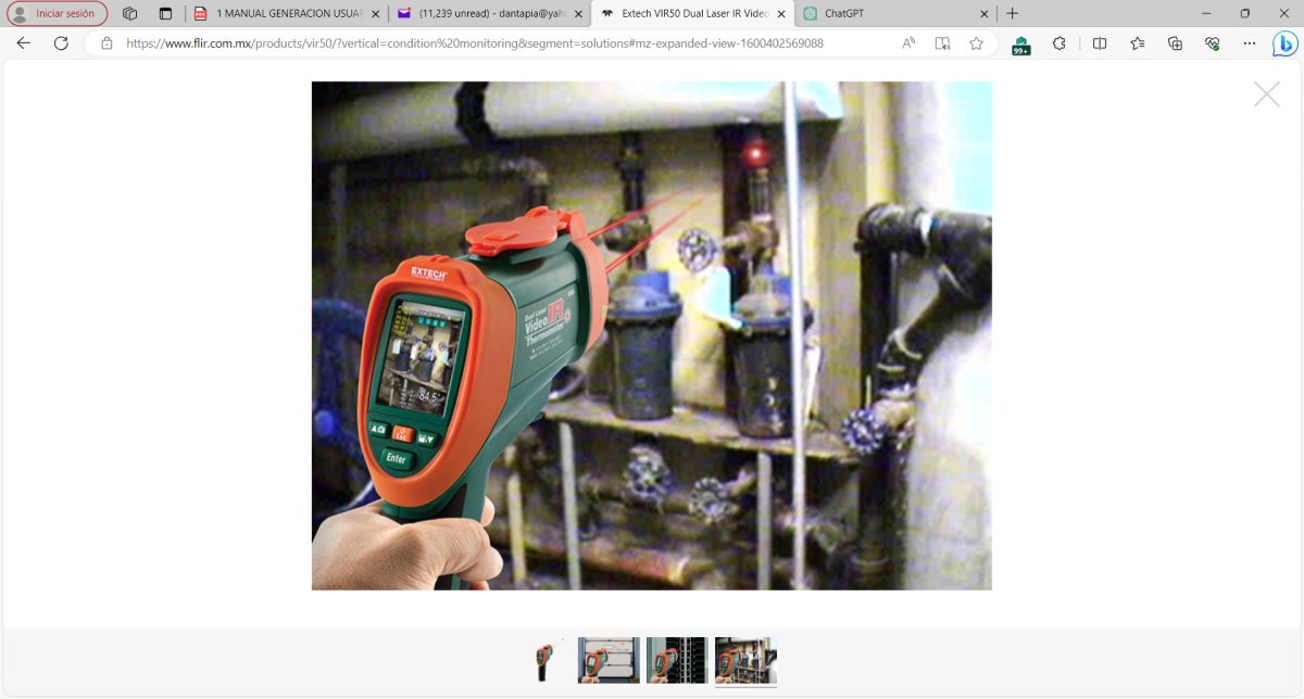 Extech VIR50 Termómetro de video IR de doble láser - Image 5