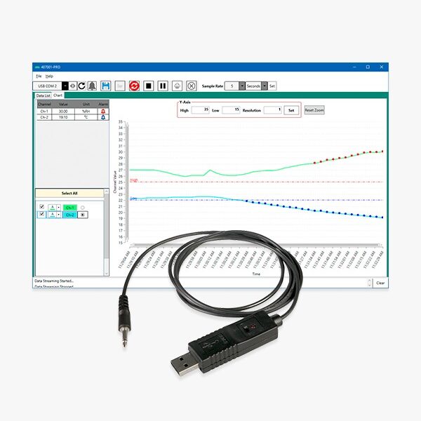 Extech 407001-PRO Software de adquisición de datos y cable USB
