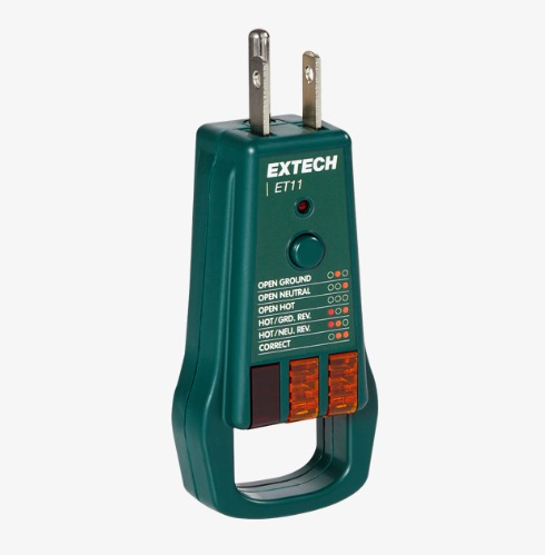 Extech ET11 Comprobador de receptáculos GFCI para tomas eléctricas tipo B